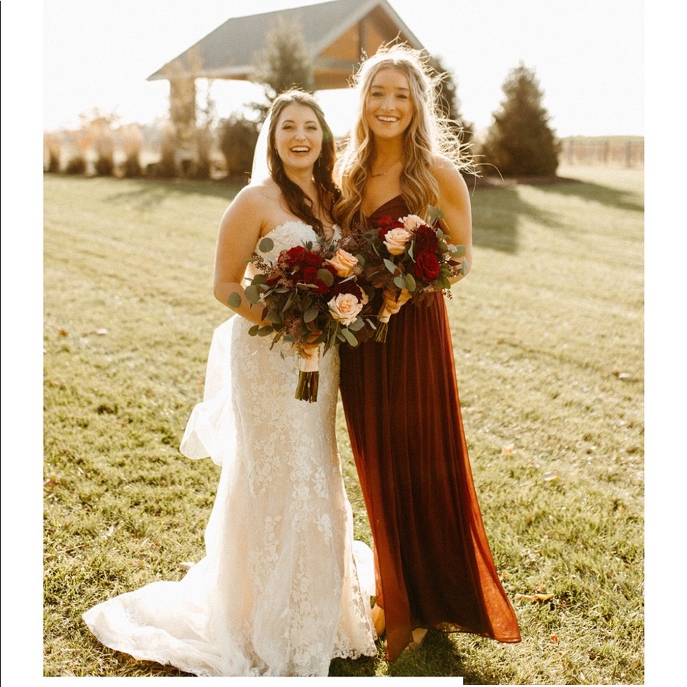 DAVIDS BRIDAL WINE COLOR BRIDESMAID DRESS